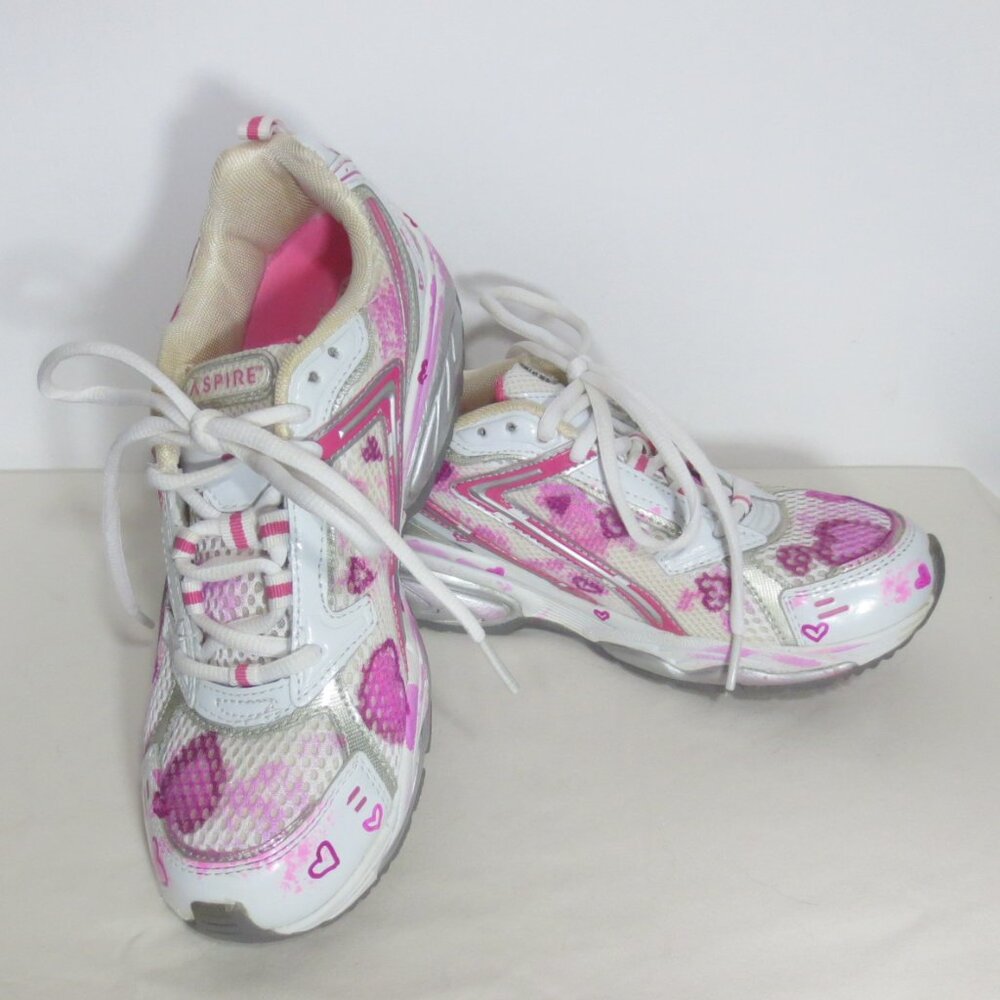 Upcycled Pink Tie Dye Hearts Graphic Love to Run Cross Trainer Running Shoes 6.5
